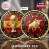 Spain National Team 2026 World Cup Commemorative Coin with gold trophy, bull emblem, and Spanish flag on red background.