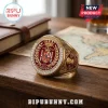 Spain National Team 2026 World Cup gold ring with red enamel, RFEF crest, crown detail, and diamond-studded bezel border.