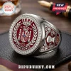 Spain National Team 2026 World Cup silver ring with red enamel crest, crown emblem, and decorative side engravings.