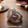 Spain National Team 2026 World Cup silver ring featuring a red crest, FIFA trophy relief, and engraved 2026 text.