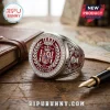 Spain National Team 2026 World Cup silver ring with red enamel crest, crown emblem, and decorative crystals on band.
