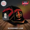 Spain National Team 2026 World Cup Trophy Cap in black featuring red geometric accents and a gold tournament emblem.