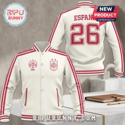 Spain National Team 2026 World Cup White Varsity Jacket