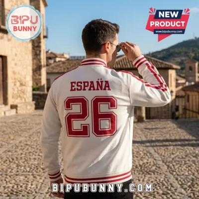 Spain National Team 2026 World Cup White Varsity Jacket