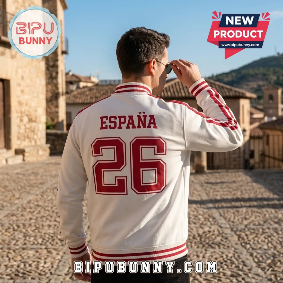 Spain National Team 2026 World Cup White Varsity Jacket Spain National Team 2026 World Cup White Varsity Jacket