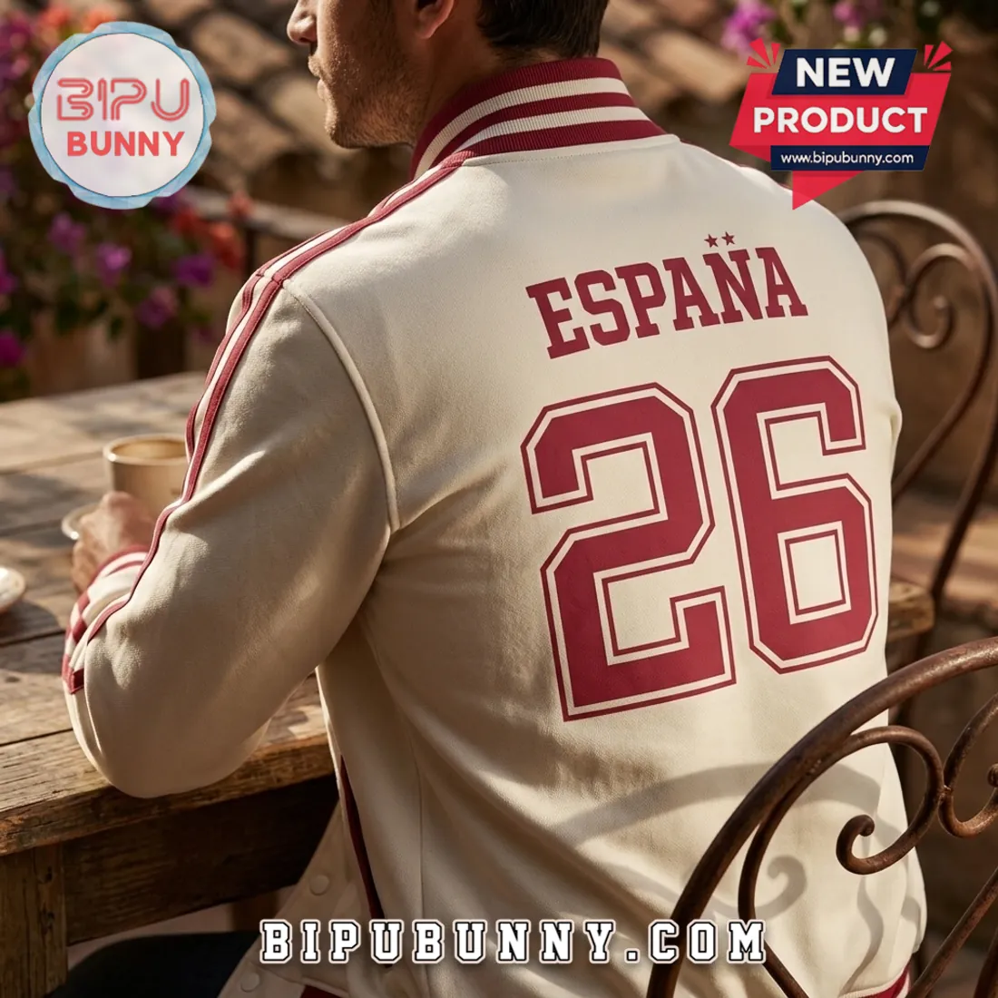 Spain National Team 2026 World Cup White Varsity Jacket Spain National Team 2026 World Cup White Varsity Jacket