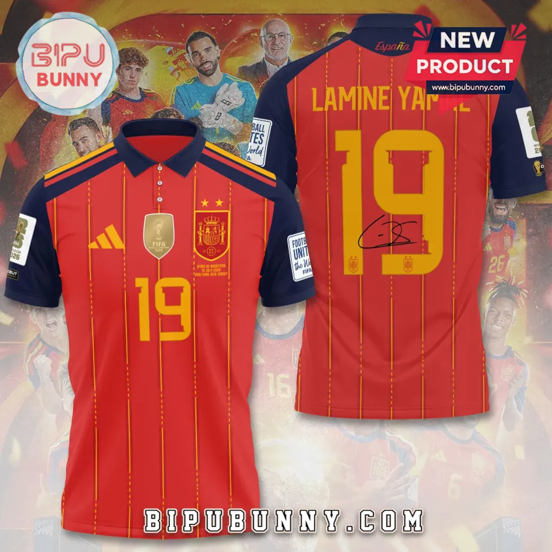 Spain National Team Lamine Yamal 2026 World Cup Polo Shirt Spain National Team Lamine Yamal 2026 World Cup Polo Shirt