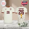 Spain National Team World Cup Champions 2026 Football Jersey in cream with maroon accents, front and back views included.