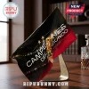 Spain National Team World Cup Champions House Flag featuring gold trophy graphic, black and red gradient, and white text.