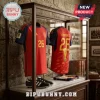 Spain World Cup Champions 2026 Signed Edition Football Jersey featuring red and blue colors in a glass display case.