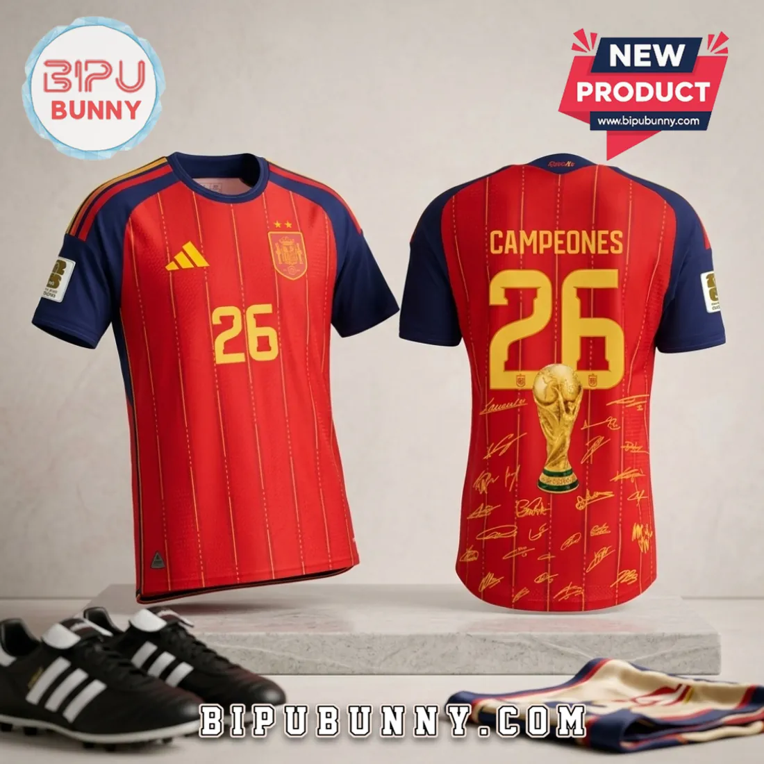 Spain World Cup Champions 2026 Signed Edition Football Jersey Spain World Cup Champions 2026 Signed Edition Football Jersey