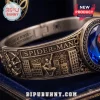 Spider-Man engraved bracelet in antique bronze featuring NYC skyline motifs and the text With Great Power Great Responsibility.