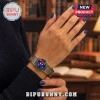 Spider-Man Engraved Bracelet featuring a round blue glass cabochon with Spider-Man mask icon, worn on a wrist.