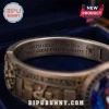 Spider-Man Engraved Bracelet featuring the quote With Great Power Comes Great Responsibility in silver metal on blue velvet.
