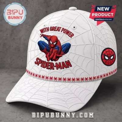 Spider-Man With Great Power White Baseball Cap