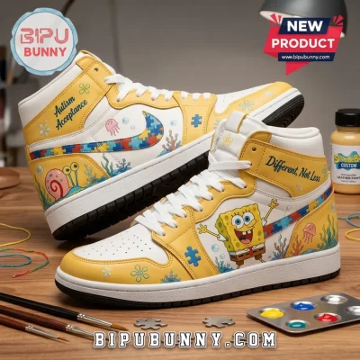 SpongeBob Autism Awareness Yellow Air Jordan 1 High Top Sneakers