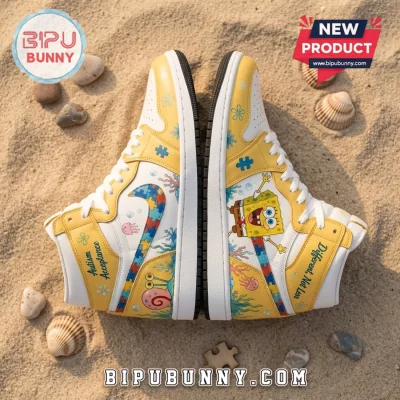 SpongeBob Autism Awareness Yellow Air Jordan 1 High Top Sneakers