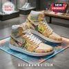 SpongeBob SquarePants high-top sneakers with puzzle piece motifs and text reading Uniquely You and Celebrate Being You.!