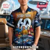 Star Trek 60th anniversary button-down shirt featuring space graphics, USS Enterprise, and classic crew characters.!