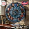 Star Trek wall clock featuring portraits of various captains and crew members with a central gear design and blue lighting.!