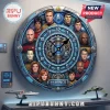 Star Trek themed circular wall clock featuring portraits of crew members, mechanical gears, and Starfleet insignia symbols.!