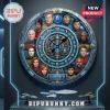 Star Trek wall clock featuring portraits of various captains and crew, gear motifs, and a central blue warp core design.!