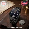 Black Star Wars 50th anniversary metal watch with Darth Vader, Death Star, and TIE fighter icons on a blue galaxy face.!