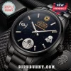 Black metal Star Wars 50th Anniversary analog watch with Death Star, Darth Vader, and TIE fighter on starfield dial.!