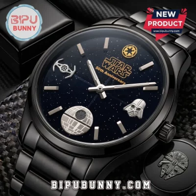 Star Wars 50th Anniversary Black Stainless Steel Quartz Watch
