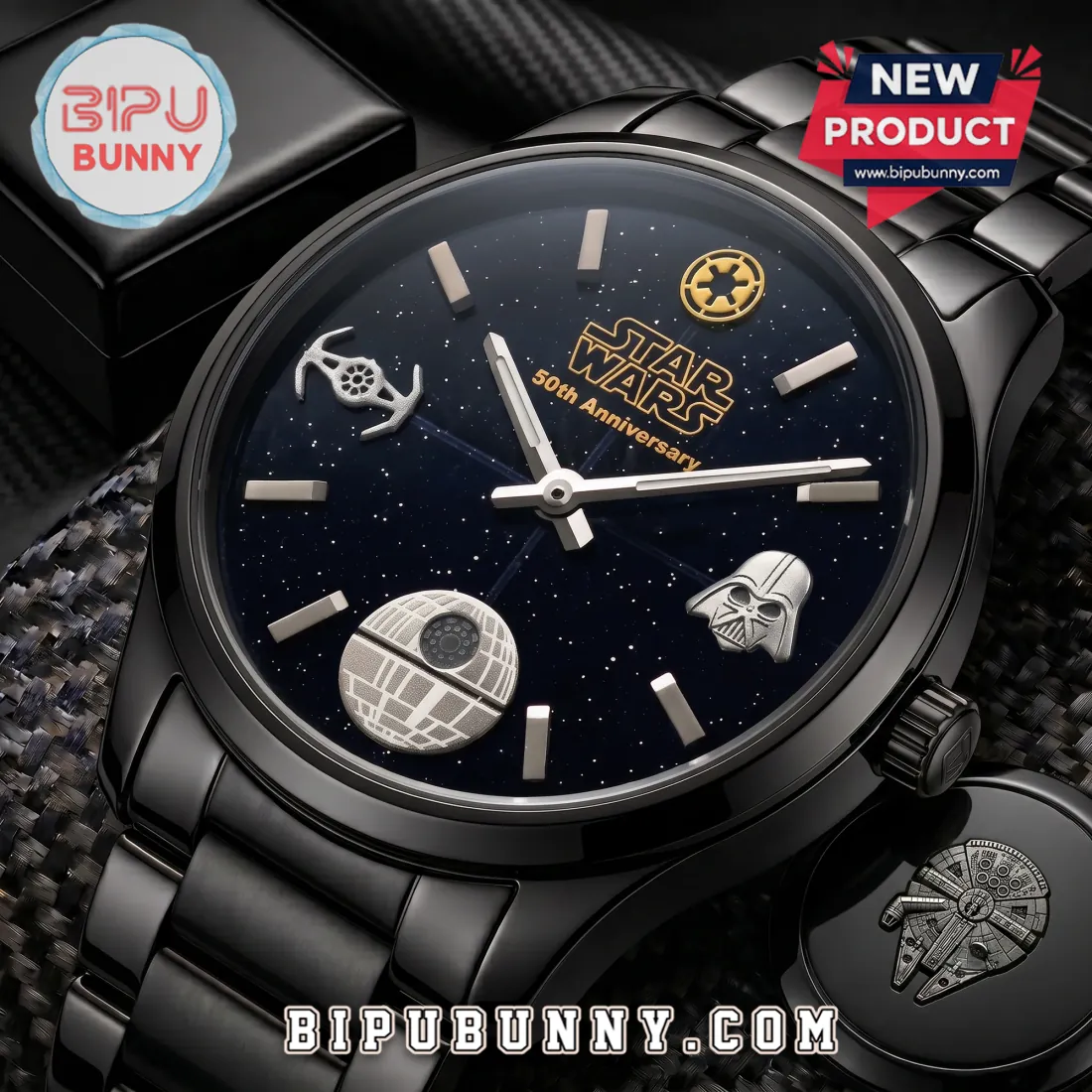Star Wars 50th Anniversary Black Stainless Steel Quartz Watch Star Wars 50th Anniversary Black Stainless Steel Quartz Watch