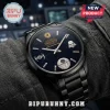 Star Wars 50th Anniversary wristwatch with black metal band, blue starry dial, Imperial logo, and Death Star icon.!