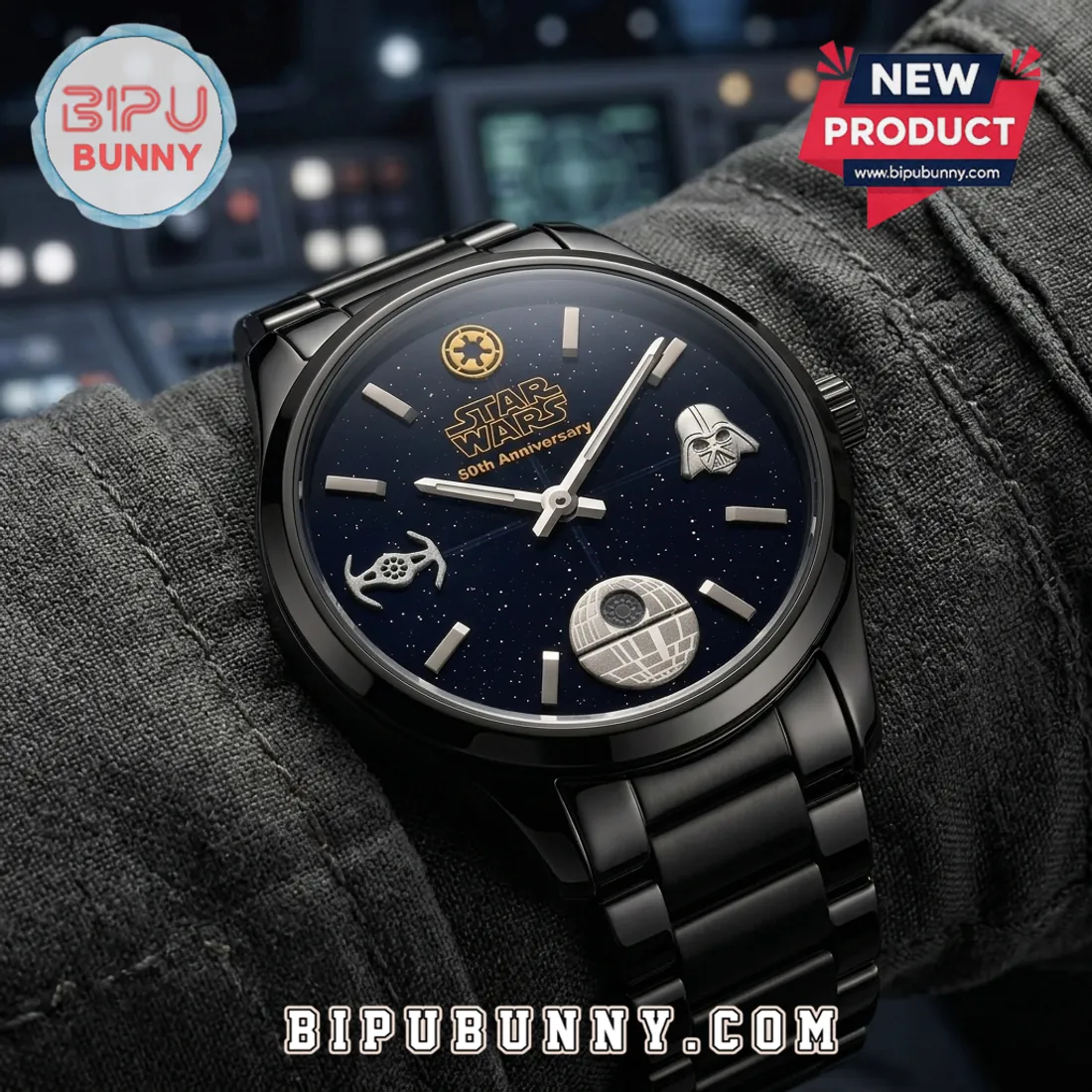 Star Wars 50th Anniversary Black Stainless Steel Quartz Watch Star Wars 50th Anniversary Black Stainless Steel Quartz Watch