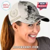 Off-white Star Wars baseball cap featuring Darth Vader, Princess Leia, and Grogu graphics with a gold laurel crest side.!