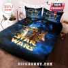 Star Wars A New Hope 50th anniversary bedding set featuring Luke, Leia, Han Solo, and Darth Vader on blue fabric.!