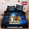 Star Wars A New Hope 50th anniversary bedding set featuring Luke, Leia, and Han Solo on a blue space background.!