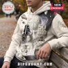 Star Wars 50th Anniversary Darth Vader hoodie featuring Death Star, Luke, and Grogu graphics on cream fabric.