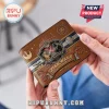 Star Wars 50th Anniversary Embossed Leather Wallet featuring brown synthetic leather with metallic Star Wars character art.