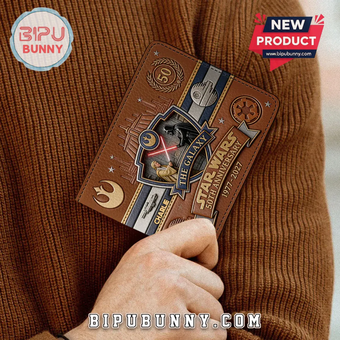 Star Wars 50th Anniversary Embossed Leather Wallet Star Wars 50th Anniversary Embossed Leather Wallet