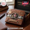 Star Wars 50th Anniversary embossed leather wallet featuring a Jedi and Sith duel, Galactic Empire logos, and brown finish.