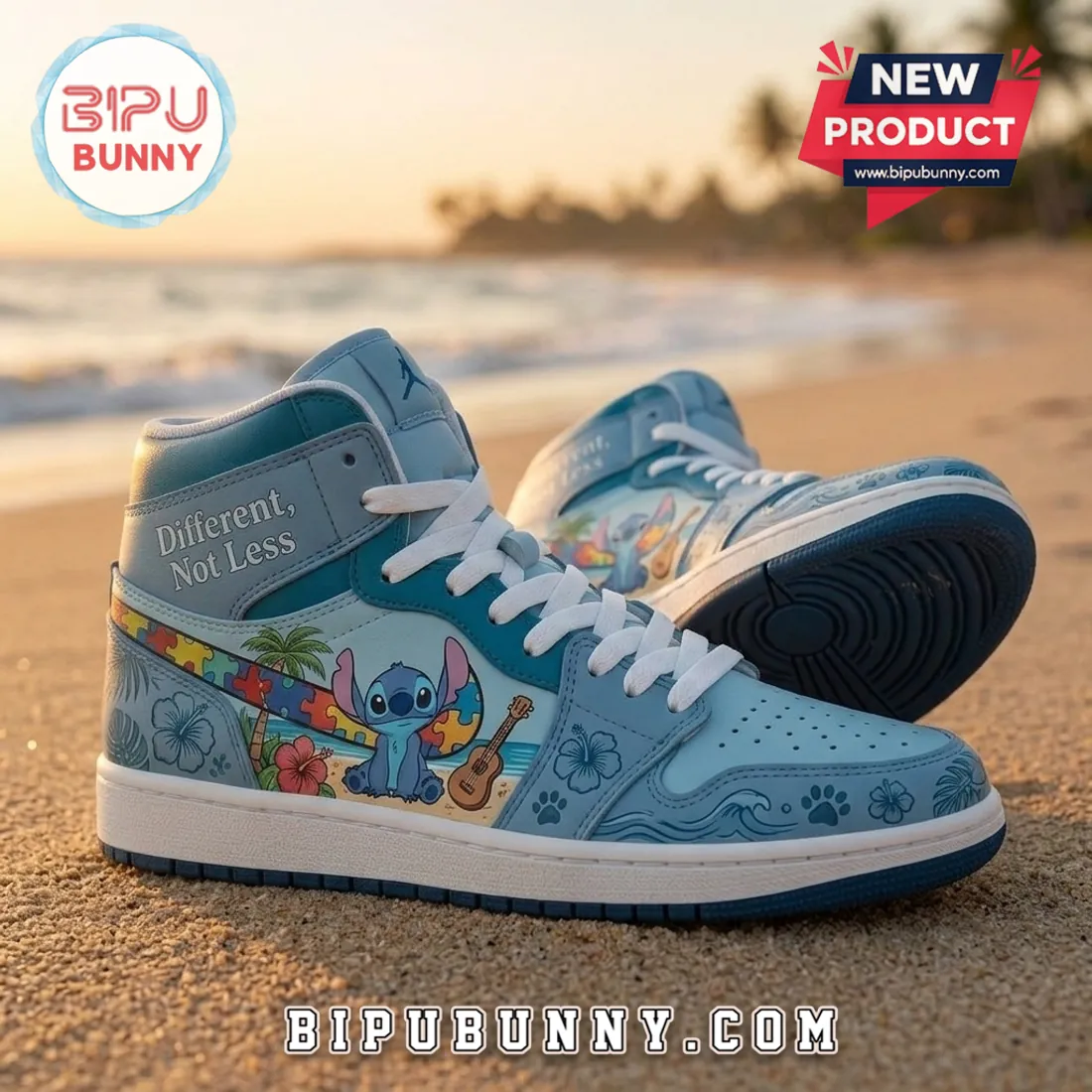 Stitch Autism Awareness Blue Air Jordan 1 High Top Sneakers Stitch Autism Awareness Blue Air Jordan 1 High Top Sneakers