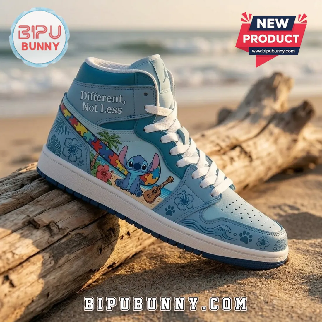 Stitch Autism Awareness Blue Air Jordan 1 High Top Sneakers Stitch Autism Awareness Blue Air Jordan 1 High Top Sneakers