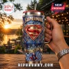Superman Man of Steel 40oz Stanley Handle Tumbler in blue with red accents, metallic textures, and iconic hero branding.