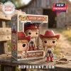 Taylor Swift Cowgirl Collection Funko Pop figure in window box on rustic wood bench with lariat and barn background.!