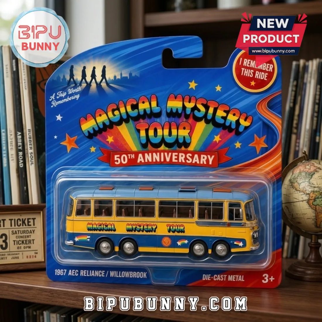 The Beatles Magical Mystery Tour 1967 AEC Reliance Die-Cast Bus The Beatles Magical Mystery Tour 1967 AEC Reliance Die-Cast Bus