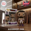 Funko Pop The Boys Oh Father vinyl figure 1487 with white suit, purple cape, and cigar on a wooden desk with its box.!