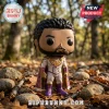 Vinyl figure of a bearded man with curly hair and a cigar, wearing a white and purple patterned royal suit with a cape.!