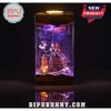 Nightmare Before Christmas resin lamp featuring Jack Skellington, Sally, and Zero in a purple-lit wood frame.!