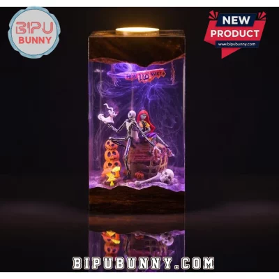 The Nightmare Before Christmas Epoxy Resin Wood Lamp