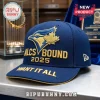 Toronto Blue Jays 2025 ALCS Bound cap in navy blue with gold embroidered team logo, text, and Want It All on the brim.