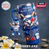 Toronto Blue Jays Embossed Mascot Handle Tumbler featuring a 3D team logo, baseball gear, and a matching mascot keychain.
